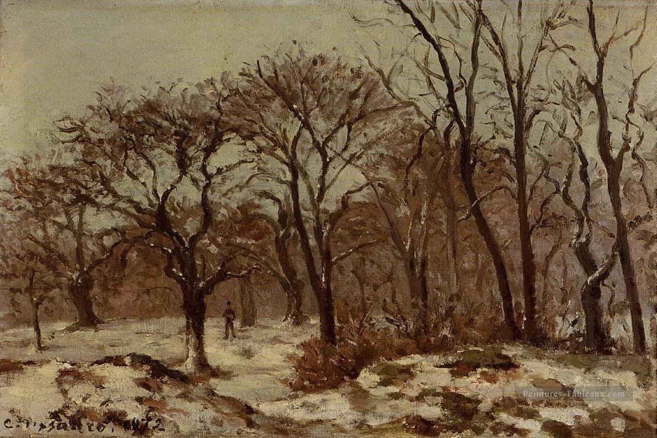 verger de châtaigniers en hiver 1872 Camille Pissarro Forêt Peintures à l'huile